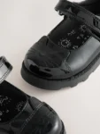 Black Patent Cat Character Mary Jane School Shoes