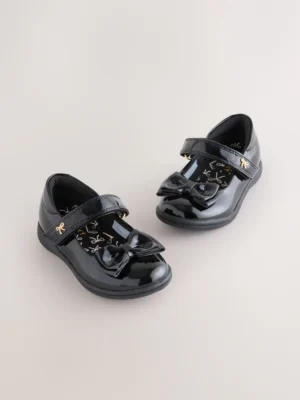 Black Patent Standard Fit (F) Bow Mary Jane School Shoes