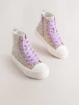 Multi Glitter Standard Fit (F) Lace Up High Top Trainers