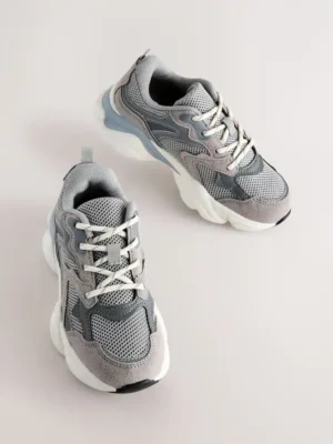 Grey Lace Up Trainers