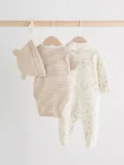 Neutral Baby Sleepsuit, Bodysuit, Beanie and Bib Set 4 Piece