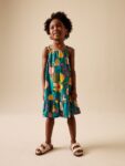 Green Tropical Angel Sleeve Dress