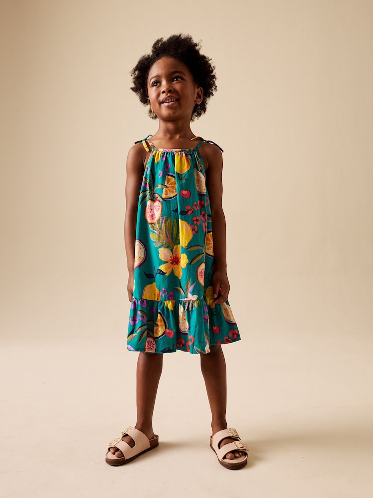 Green Tropical Angel Sleeve Dress