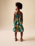 Green Tropical Angel Sleeve Dress