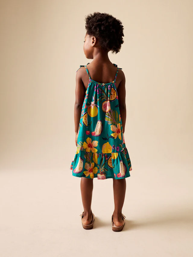 Green Tropical Angel Sleeve Dress