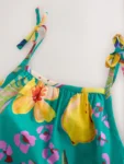 Green Tropical Angel Sleeve Dress