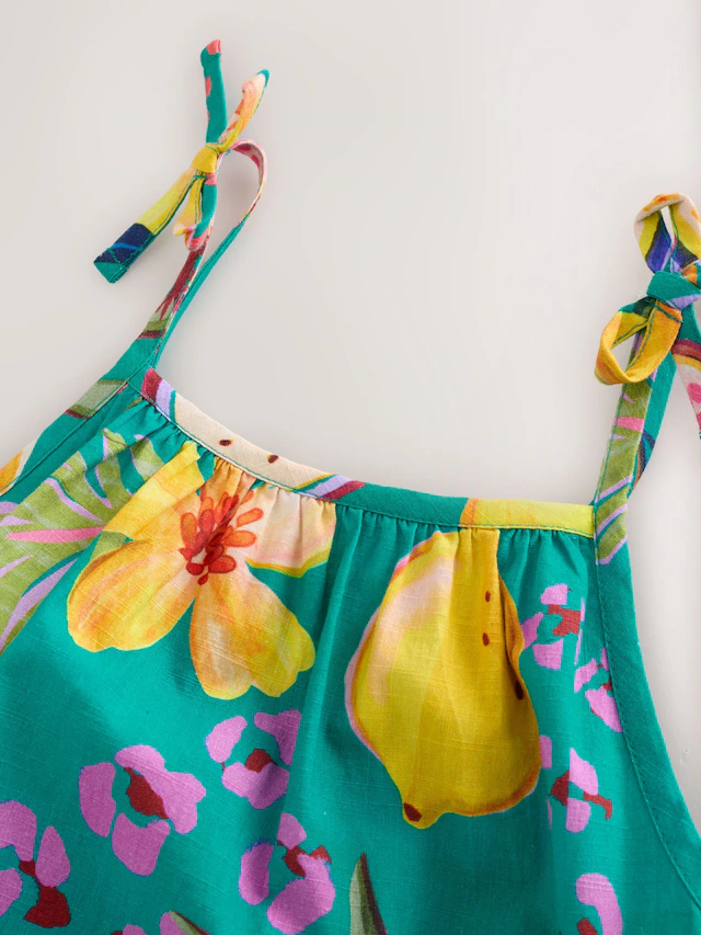 Green Tropical Angel Sleeve Dress