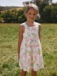 White Floral Linen Summer Dress