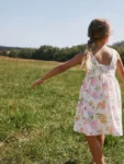 White Floral Linen Summer Dress