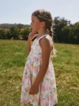 White Floral Linen Summer Dress