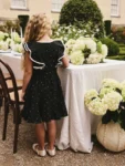 Black Spot Ruffle Sleeve Occasion Dress