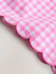 Pink Gingham Scallop Trim Textured Shorts