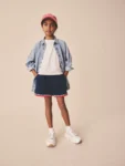 Navy Blue Crochet Trim Shorts