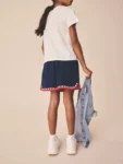 Navy Blue Crochet Trim Shorts