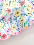 Pink/Blue Floral Scallop Trim Textured Shorts
