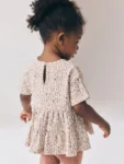 Neutral Peplum Top and Leggings Set