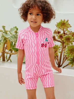 Pink Cherry Wave Sunsafe Swimsuit