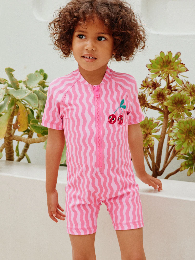 Pink Cherry Wave Sunsafe Swimsuit