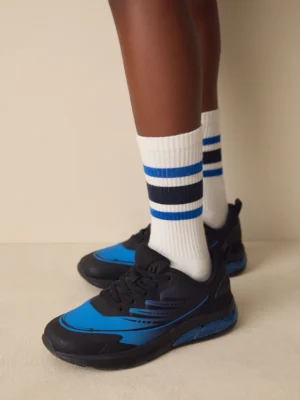Black/Blue Elastic Lace Trainers