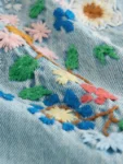 Mid Blue Floral Embroidered Denim Playsuit and T-Shirt