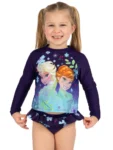 Character Blue Disney Frozen Elsa And Anna Long Sleeve Swimsuit