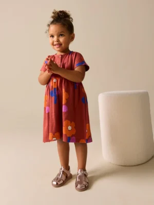 Retro Orange Jersey Dress