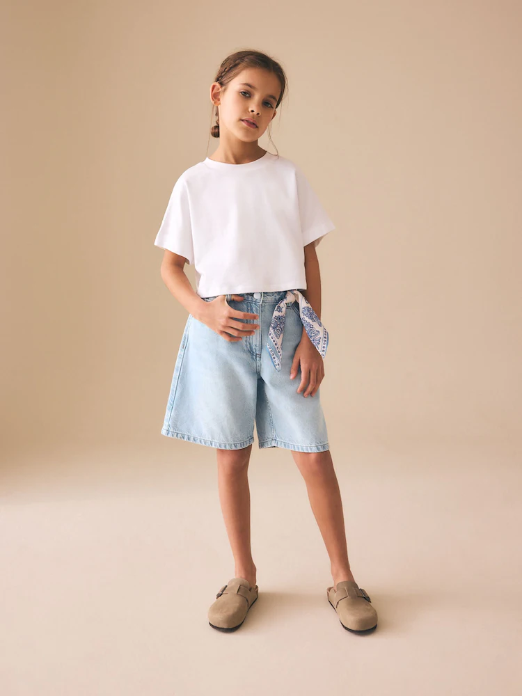 Light Blue Regular Length Jort Shorts