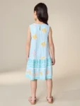 Pale Blue Floral Sleeveless Jersey Dress