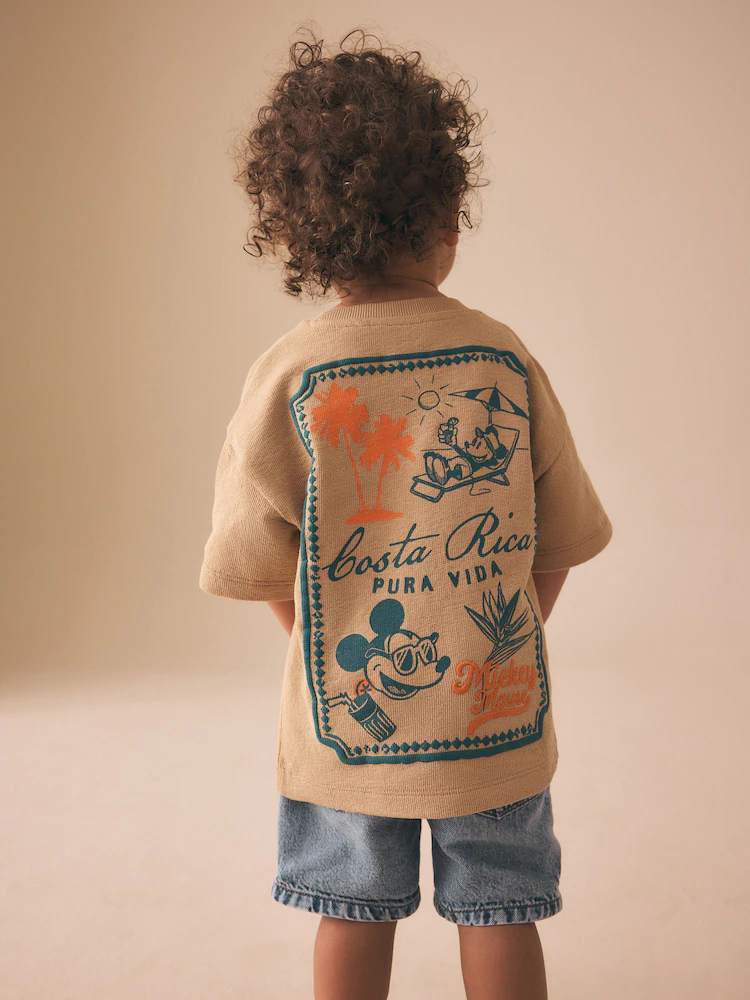 Tan Brown Mickey Mouse Short Sleeve T-Shirt