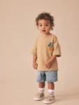 Tan Brown Mickey Mouse Short Sleeve T-Shirt