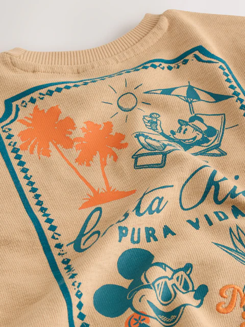 Tan Brown Mickey Mouse Short Sleeve T-Shirt