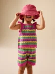 Bright Stripe Knitted Top And Shorts Set