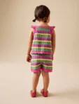 Bright Stripe Knitted Top And Shorts Set