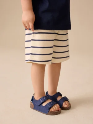 Blue/White Stripe Textured Shorts