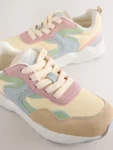 Multi Pastel Wide Fit (G) Lace-Up Colourblock Trainers