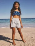 Blue Ditsy Stripe Beach Shorts