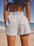Blue Ditsy Stripe Beach Shorts