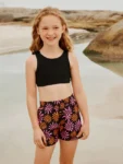 Black/Pink Sun Beach Shorts