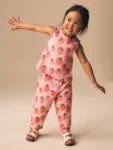 Pink Strawberry Print Top & Trousers Set