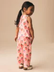 Pink Strawberry Print Top & Trousers Set