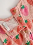 Pink Strawberry Print Top & Trousers Set