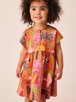 Orange Zebra Jersey Dress