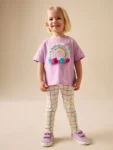 Lilac Purple Rainbow Short Sleeve Top and Leggings Set