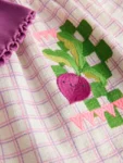 Purple Fruit Embroidery Peplum Top and Cycle Shorts Set