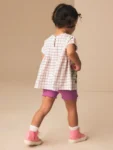Purple Fruit Embroidery Peplum Top and Cycle Shorts Set