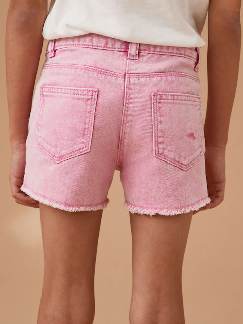 Pink 100% Cotton Frayed Edge Distressed Shorts