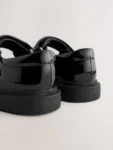 Black Patent Rainbow Chunky Mary Jane School Shoes