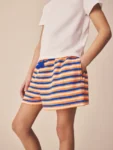 Orange/Blue Stripe Tassel Textured Shorts