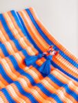 Orange/Blue Stripe Tassel Textured Shorts