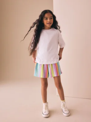 Rainbow Stripe Textured Shorts